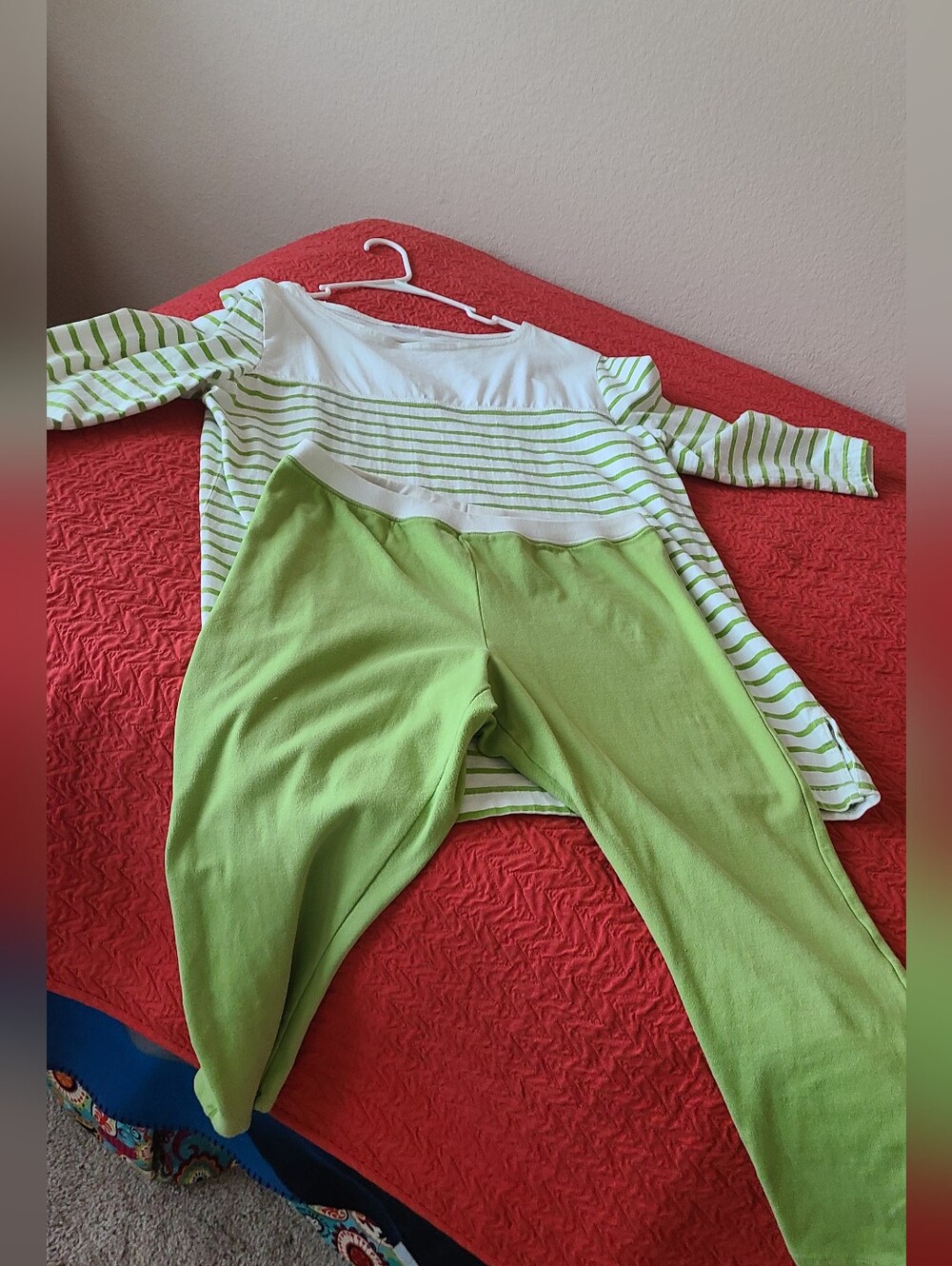 Green Striped Tunic Top with Lime Green Leggings